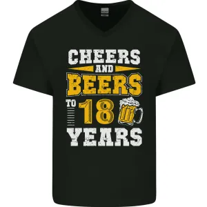 18th Birthday 18 Year Old Funny Alcohol Mens V-Neck Cotton T-Shirt