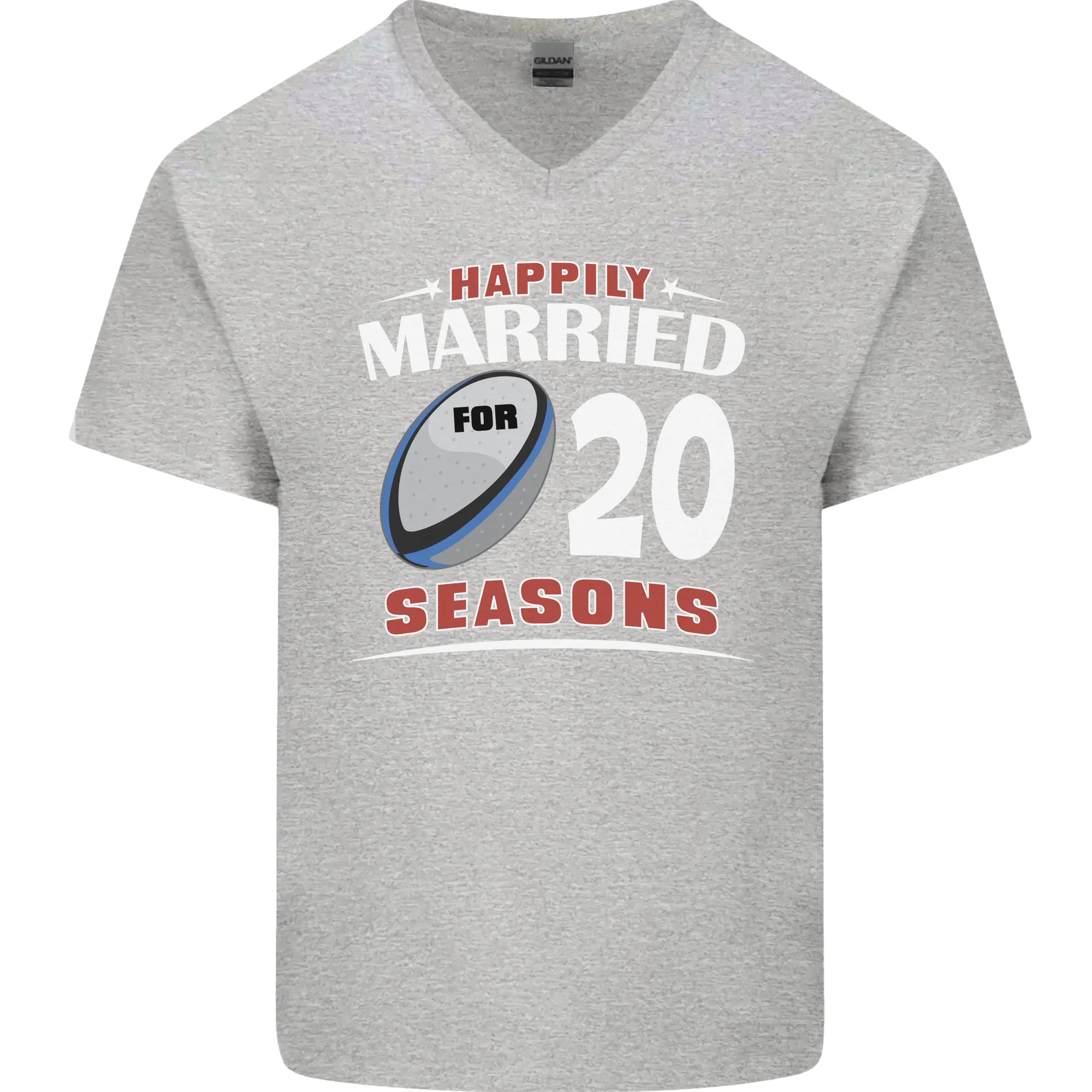 20 Year Wedding Anniversary 20th Rugby Mens V-Neck Cotton T-Shirt