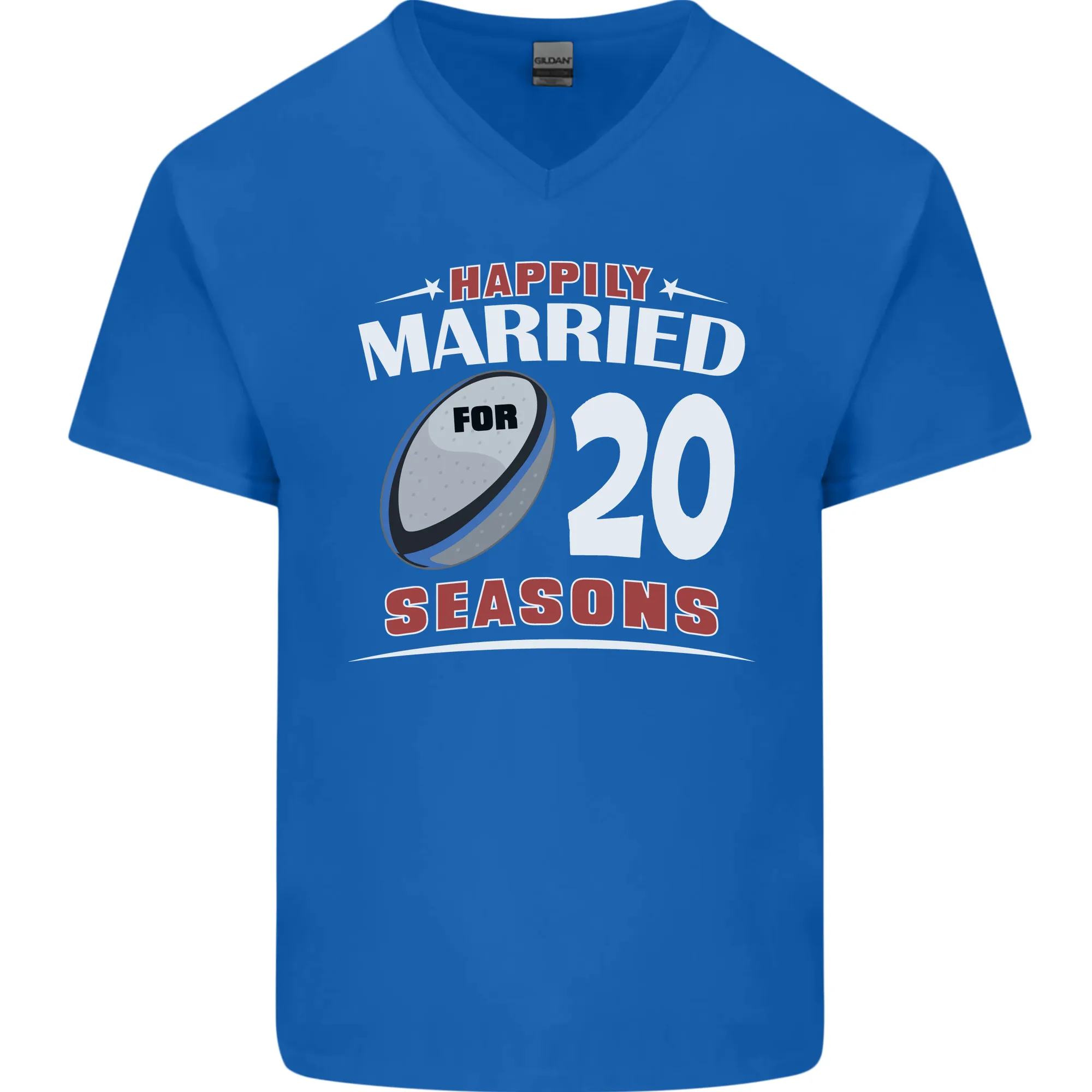 20 Year Wedding Anniversary 20th Rugby Mens V-Neck Cotton T-Shirt