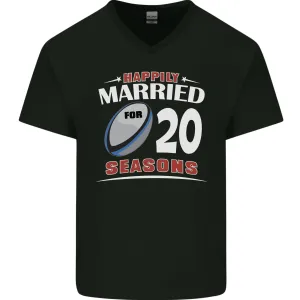 20 Year Wedding Anniversary 20th Rugby Mens V-Neck Cotton T-Shirt