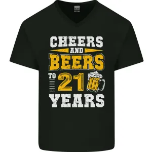 21st Birthday 21 Year Old Funny Alcohol Mens V-Neck Cotton T-Shirt
