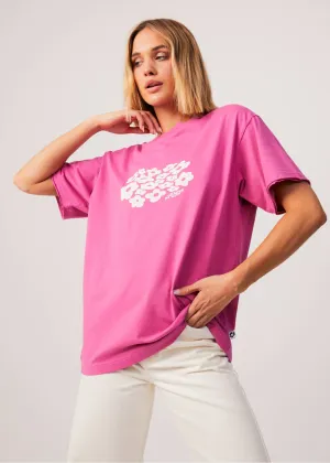 AFENDS Womens Digital Holiday - Oversized Floral T-Shirt - Bubblegum