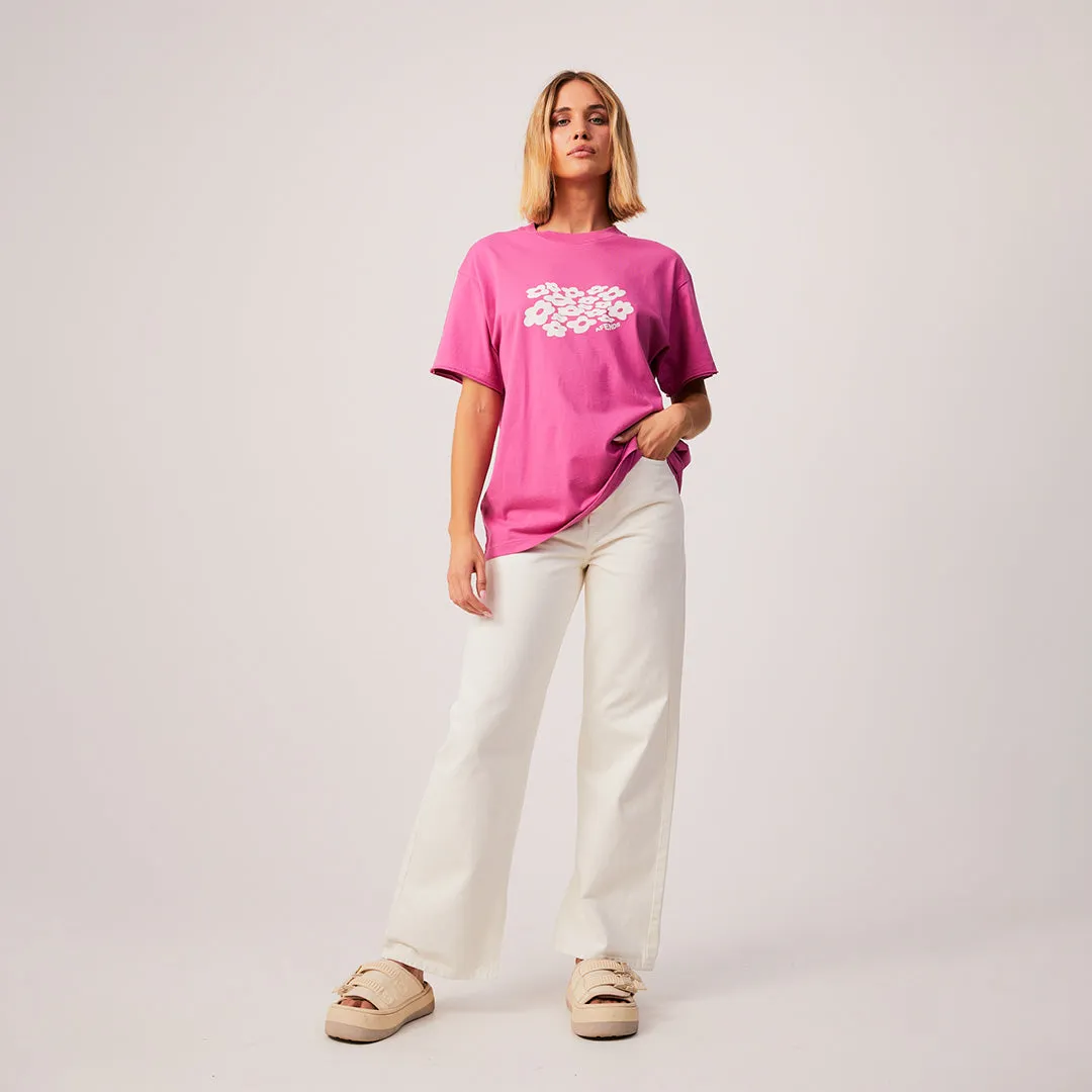 AFENDS Womens Digital Holiday - Oversized Floral T-Shirt - Bubblegum