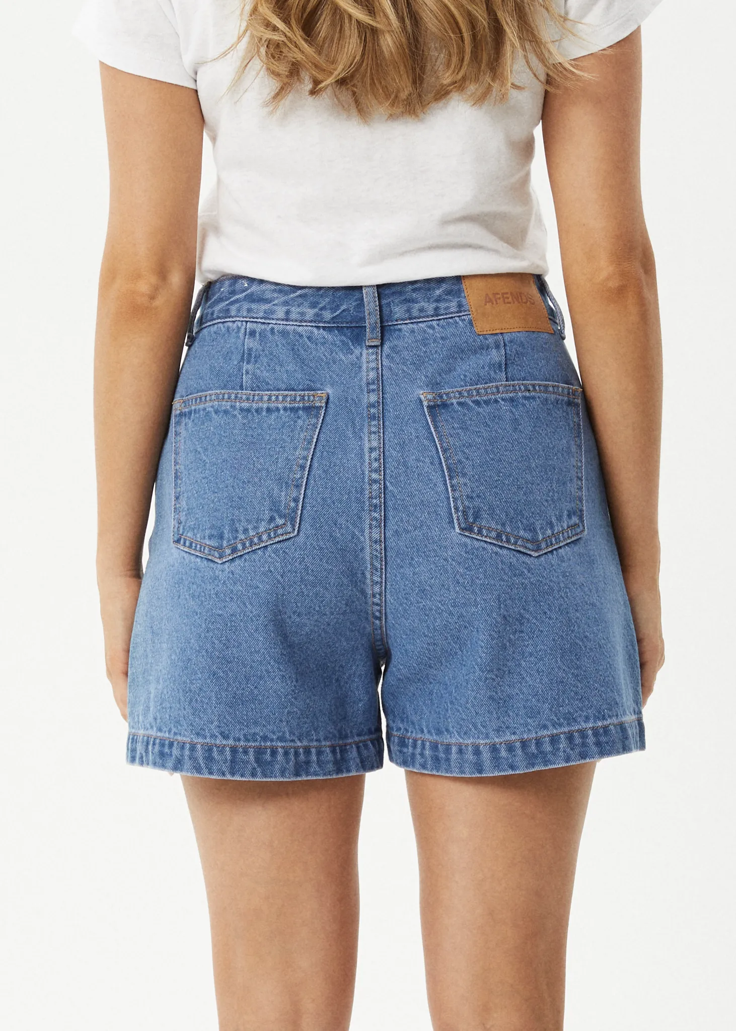 AFENDS Womens Seventy Threes - Denim Shorts - Worn Blue