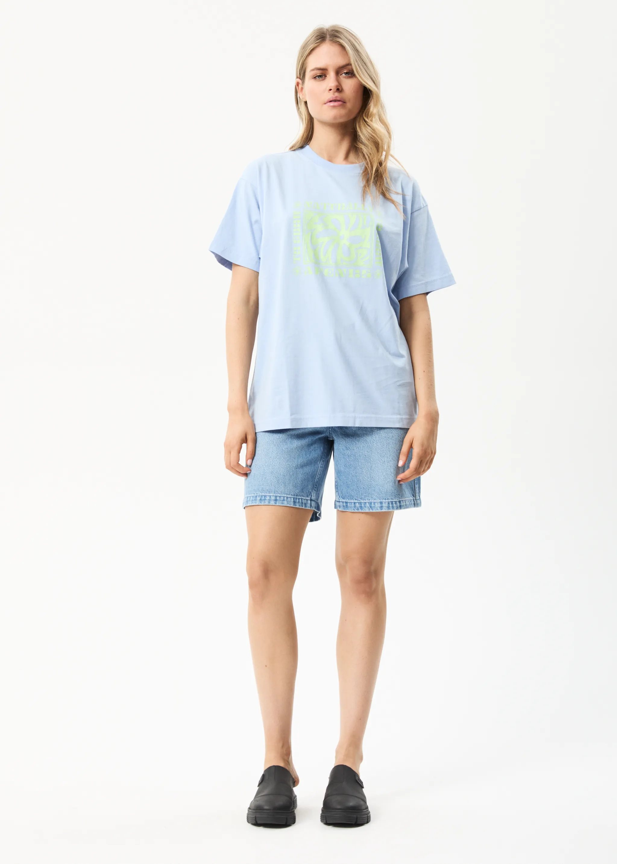 AFENDS Womens To Grow - Oversized Graphic T-Shirt - Powder Blue