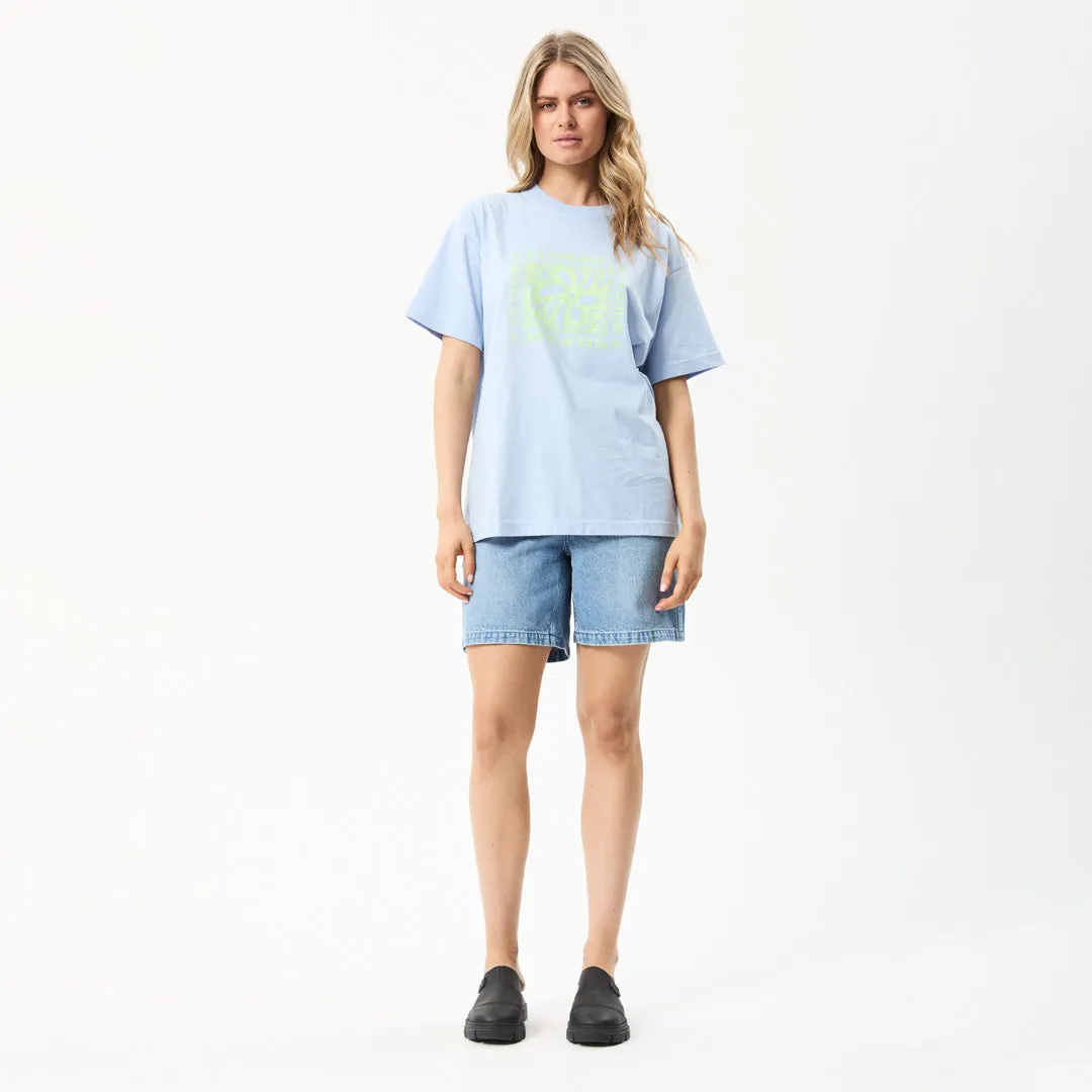 AFENDS Womens To Grow - Oversized Graphic T-Shirt - Powder Blue