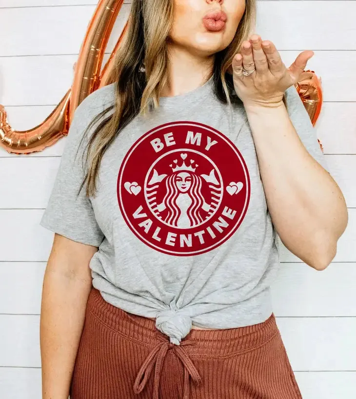 Be My Valentine - Valentine's Day Coffee Funny Gift T-Shirt-Grey