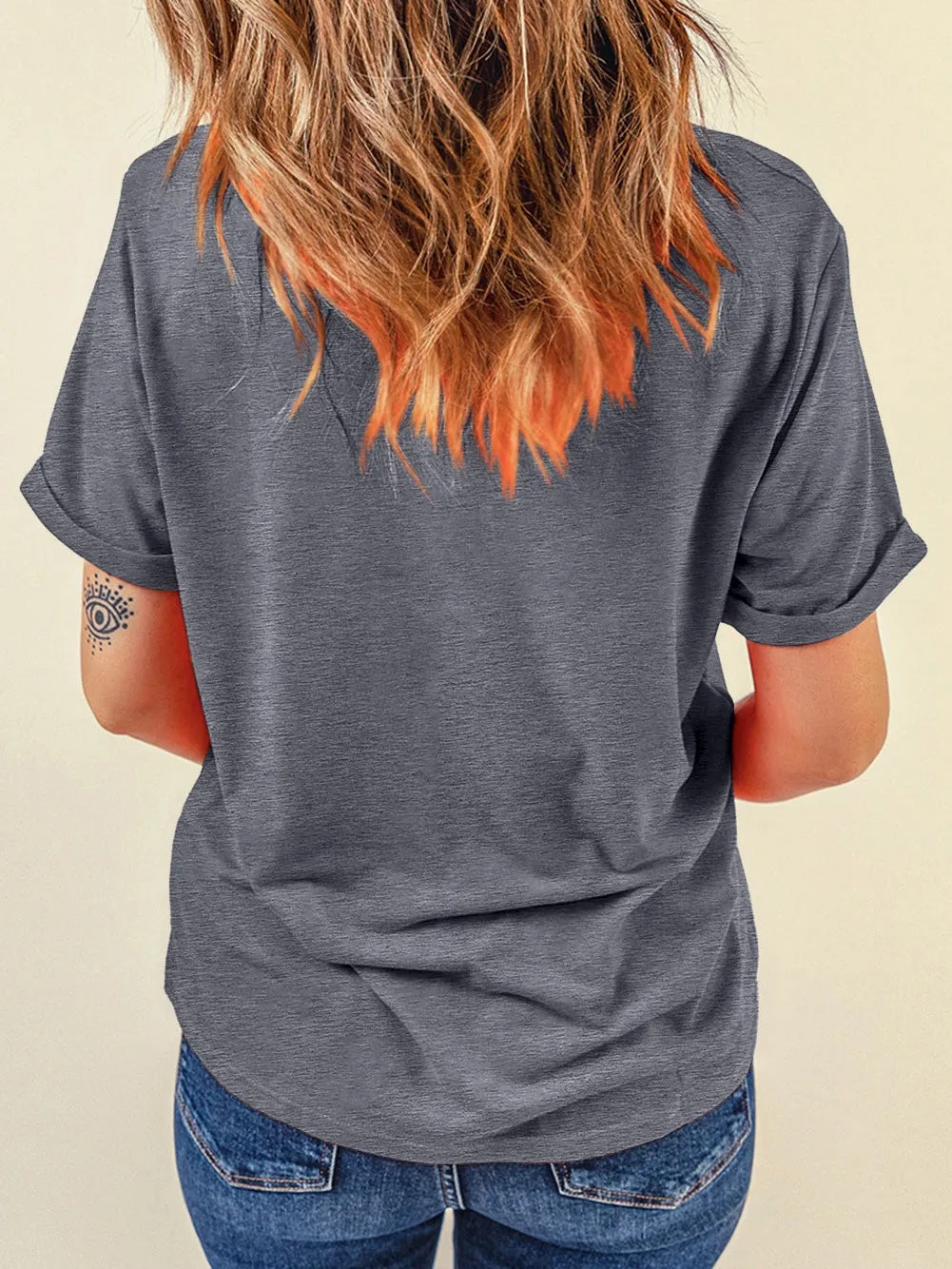 Blooming Flowers USA Flag Graphic Tee for Women