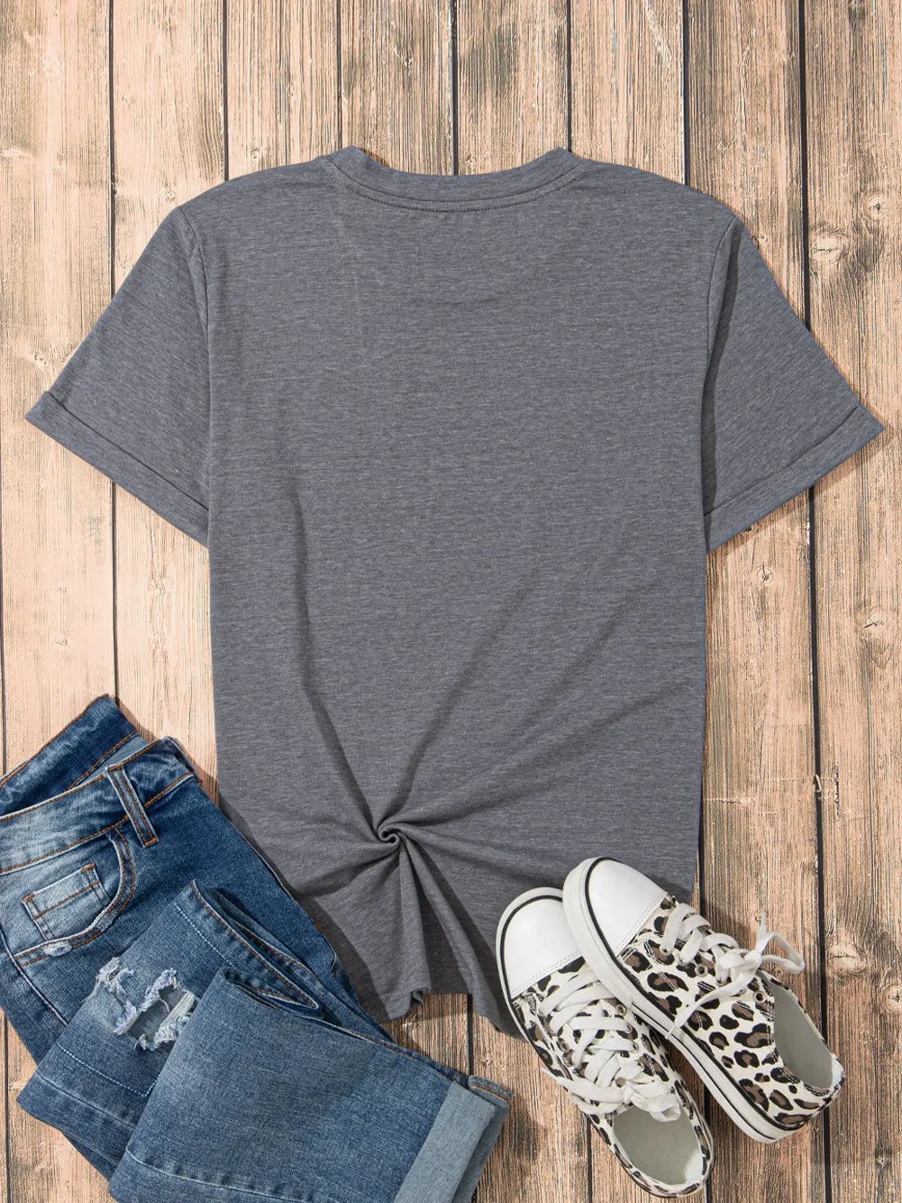 Blooming Flowers USA Flag Graphic Tee for Women