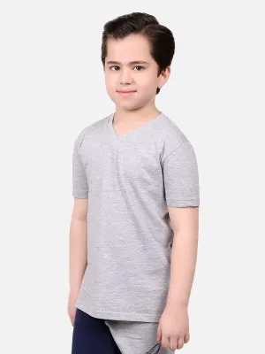 Boy's Heather Grey Half Sleeves Basic Tee - EBTBT19-031