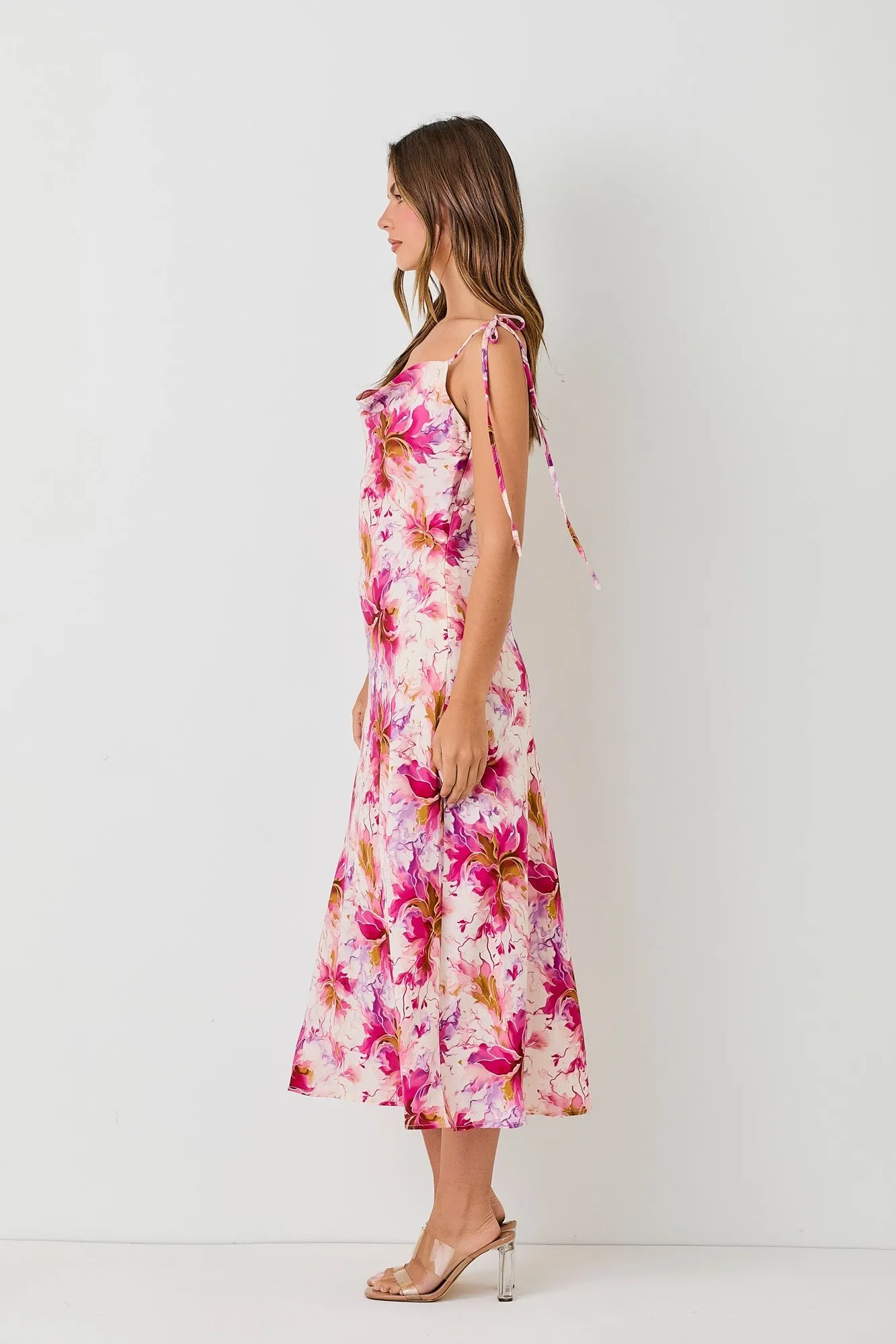 Carrie Satin Floral Midi Dress