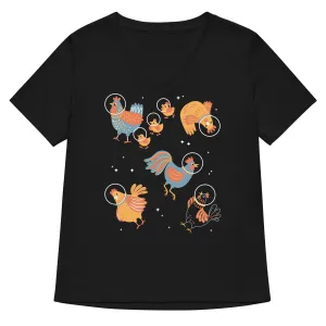 Chickens In Space Women's V-Neck Tee