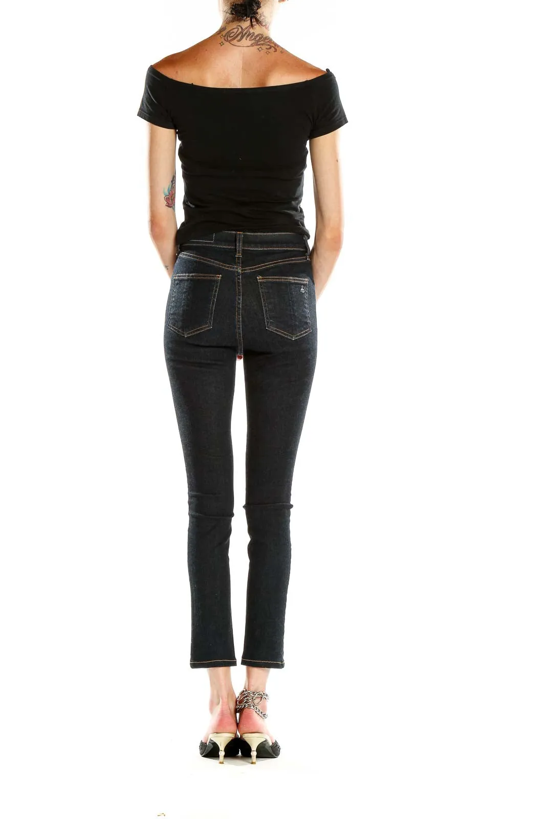 Dark Blue Slim Fit Cropped Jeans