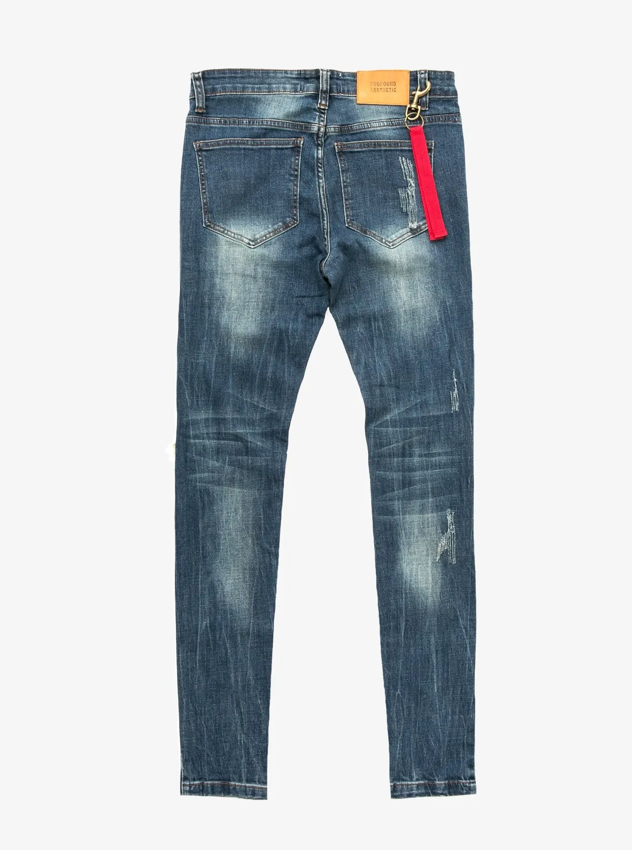 Dark Blue Washed Destroyed Denim Jeans