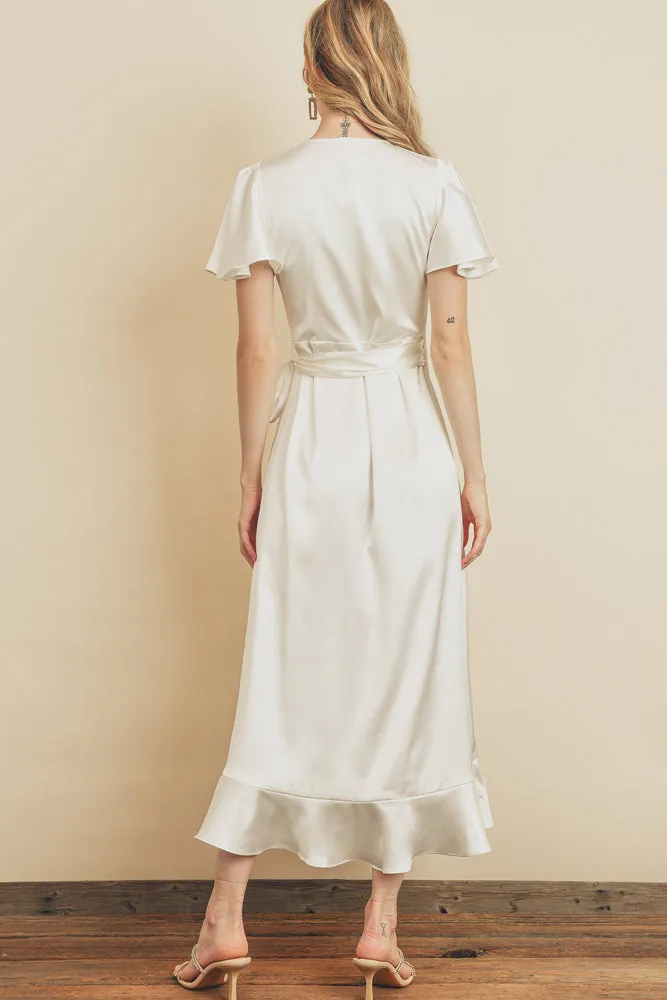 Dash Flutter Sleeve Dress in Ivory