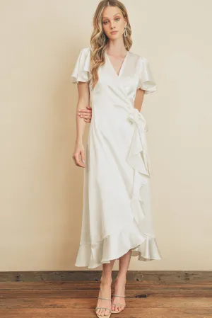 Dash Flutter Sleeve Dress in Ivory