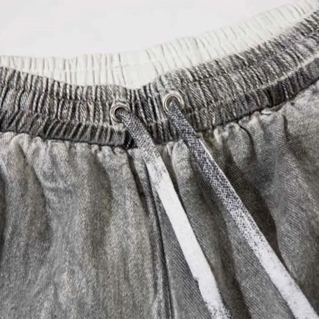 Distressed Denim Cargo Shorts