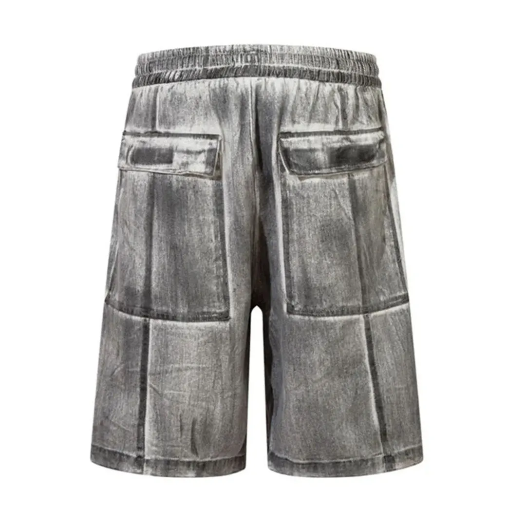 Distressed Denim Cargo Shorts