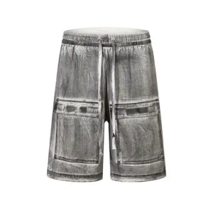 Distressed Denim Cargo Shorts