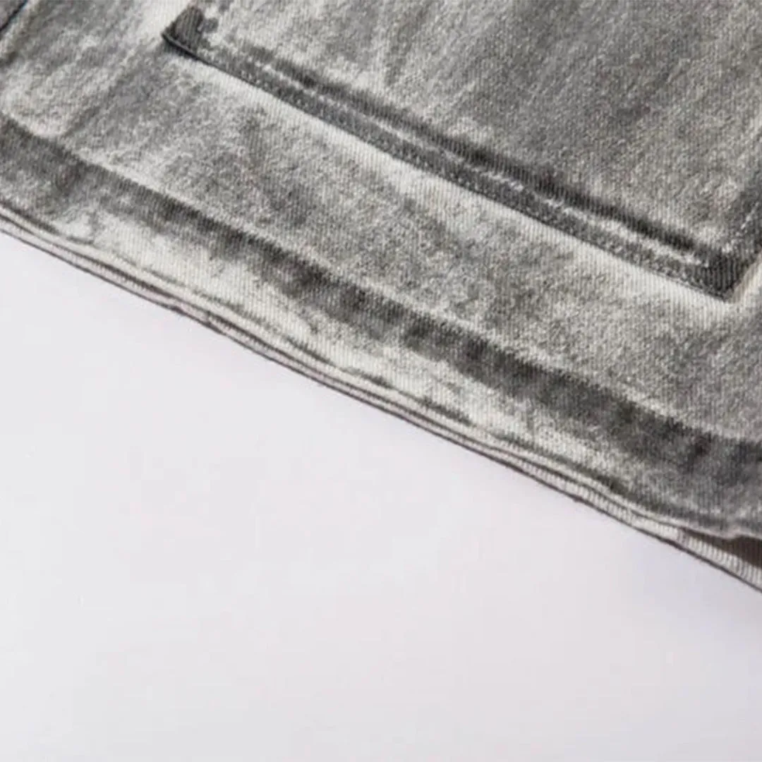 Distressed Denim Cargo Shorts