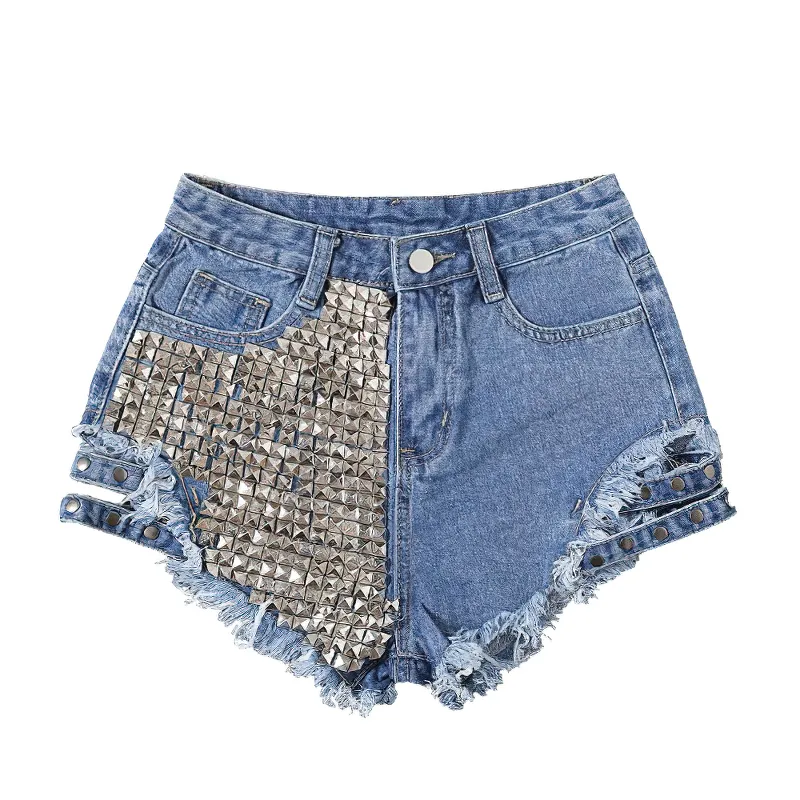 Fashion Women's Denim Mini Shorts / High Waisted Ladies Distressed Shorts