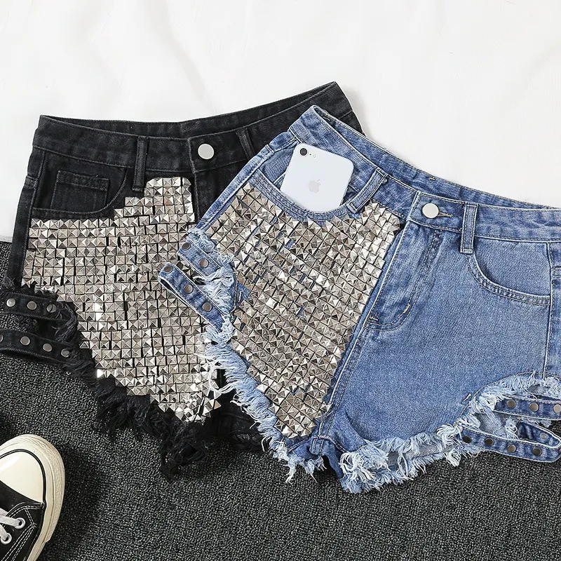 Fashion Women's Denim Mini Shorts / High Waisted Ladies Distressed Shorts