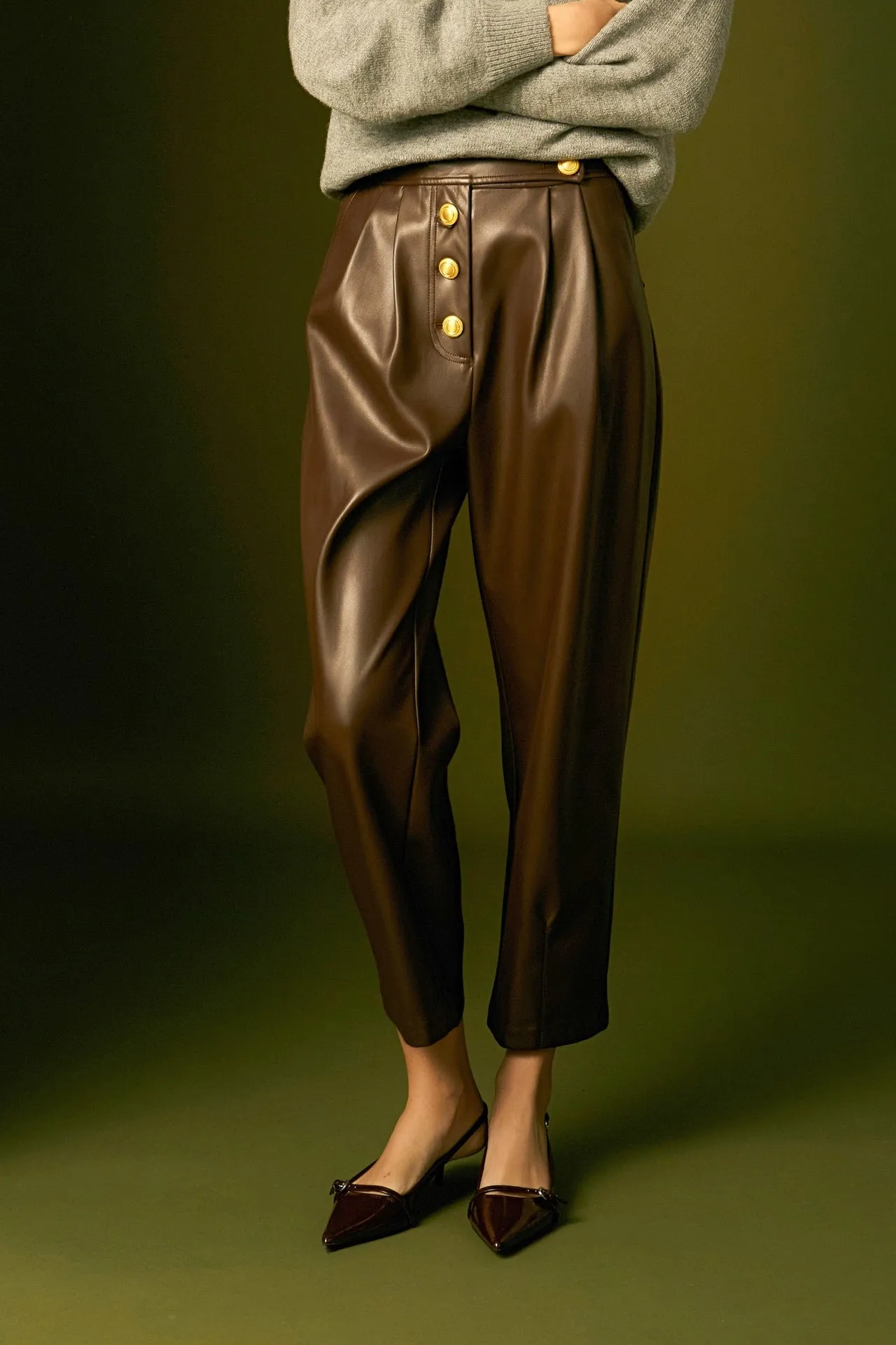 Faux Leather Trousers