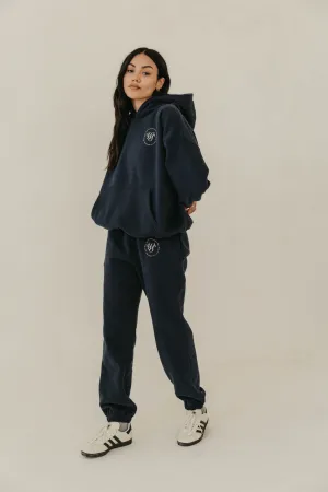 FIKA Cosy Oversized Printed Hoodie - Navy