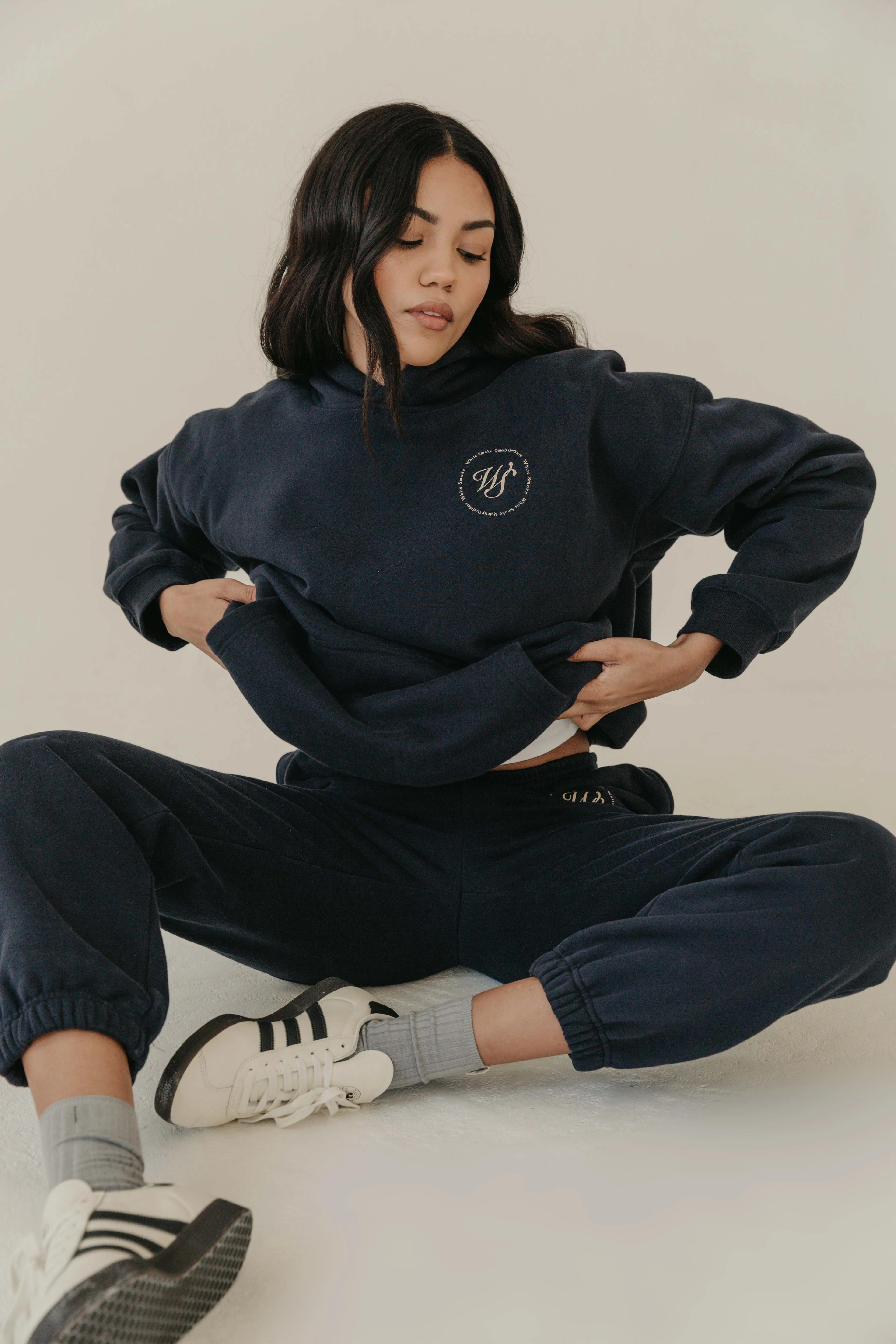 FIKA Cosy Oversized Printed Hoodie - Navy