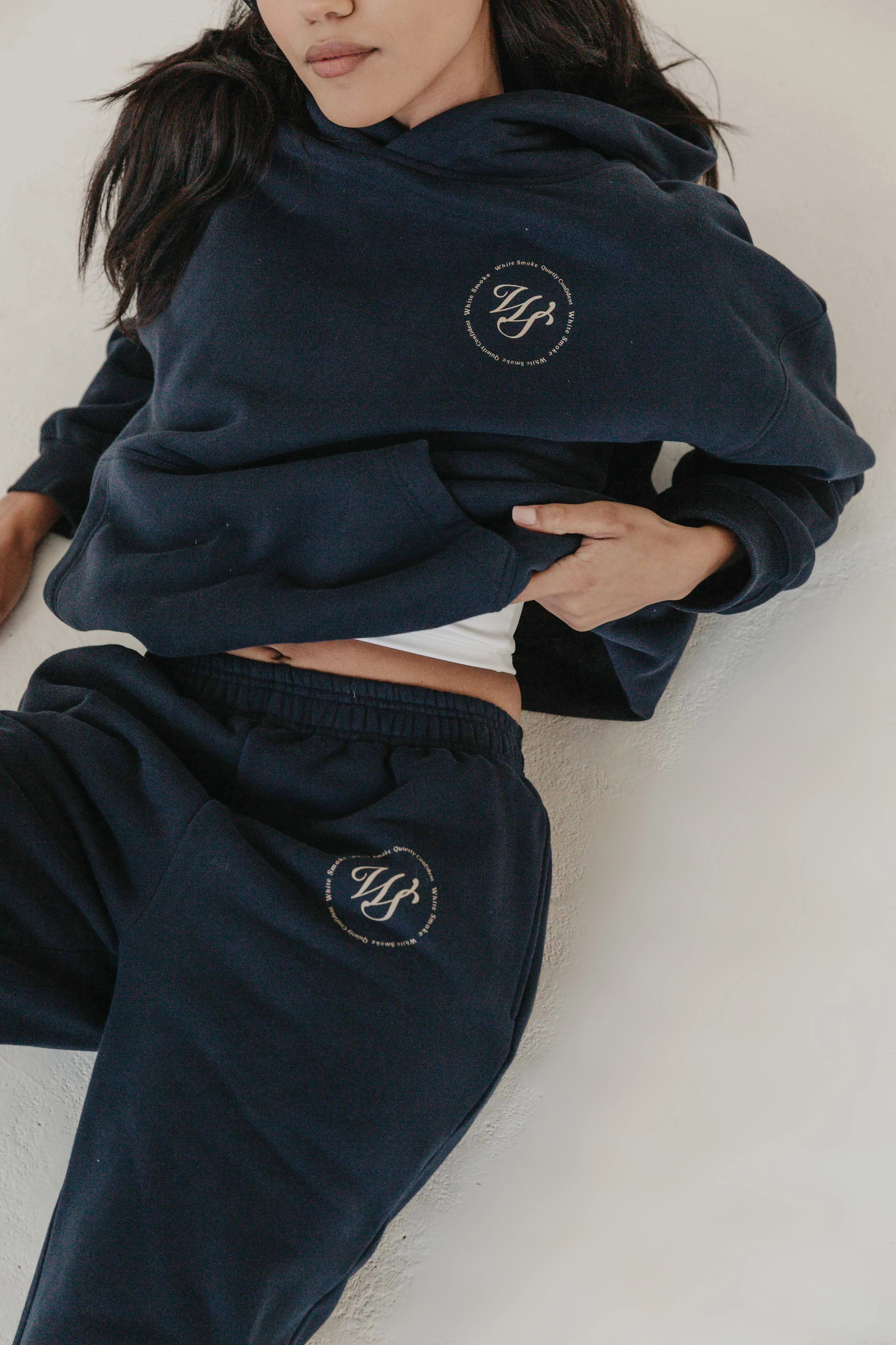 FIKA Cosy Oversized Printed Hoodie - Navy