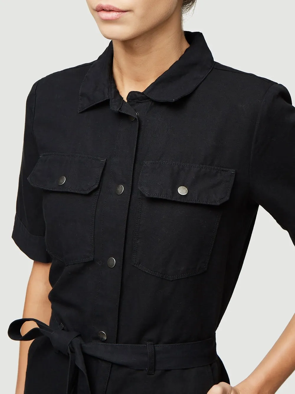 Frame - Belted Short Jumpsuit Noir