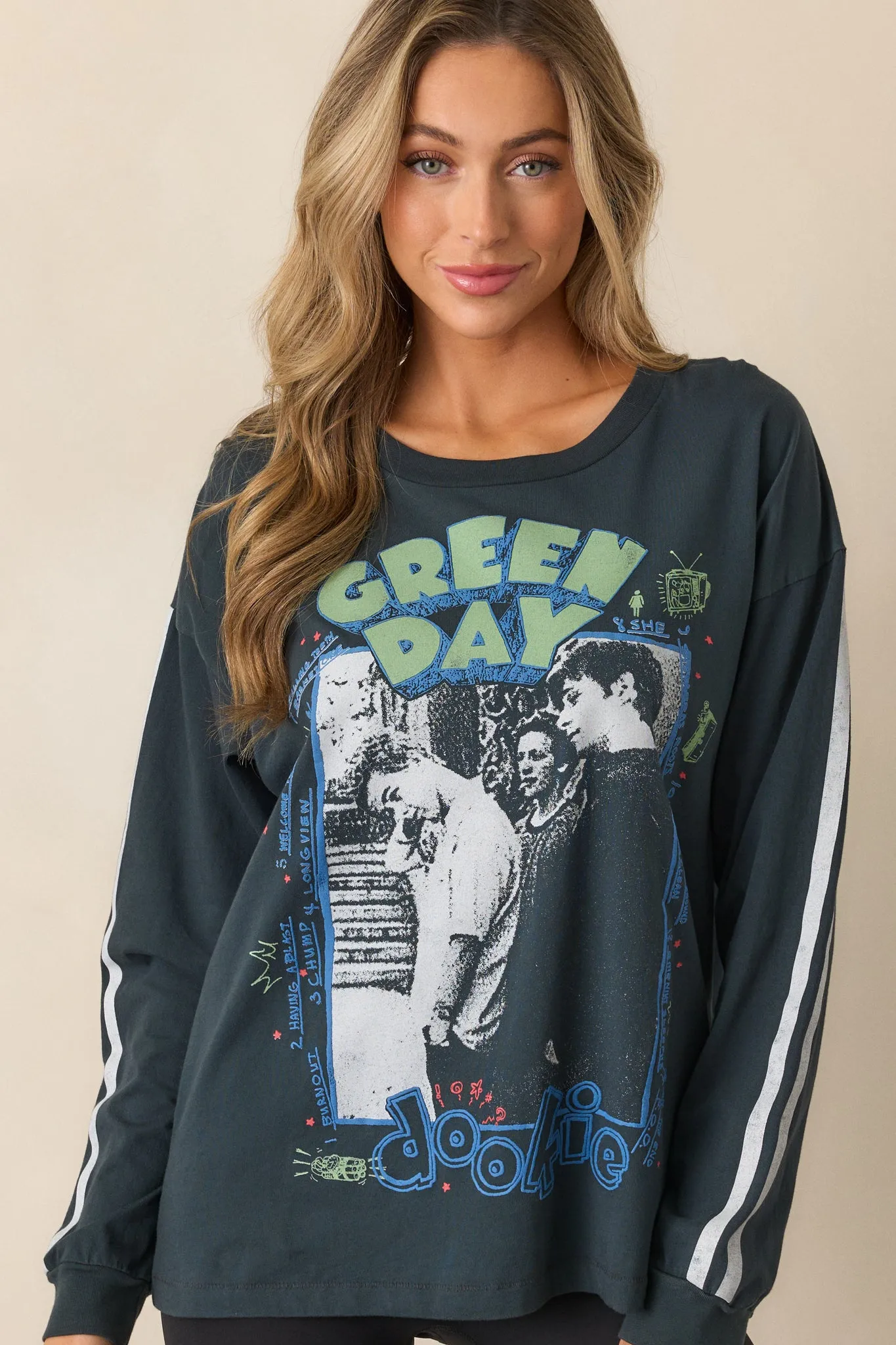 Green Day Cotton Vintage Black Long Sleeve Tee