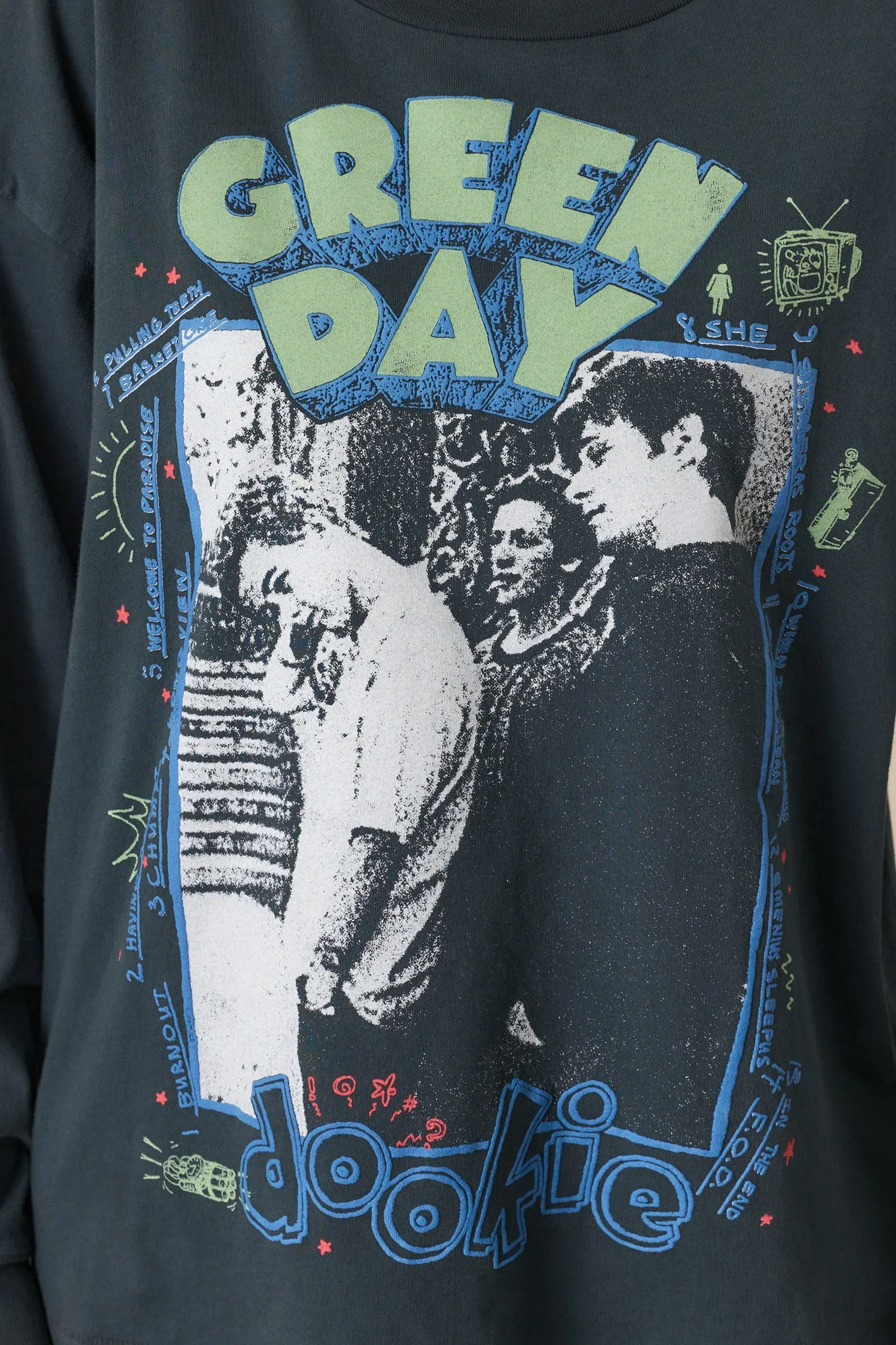 Green Day Cotton Vintage Black Long Sleeve Tee