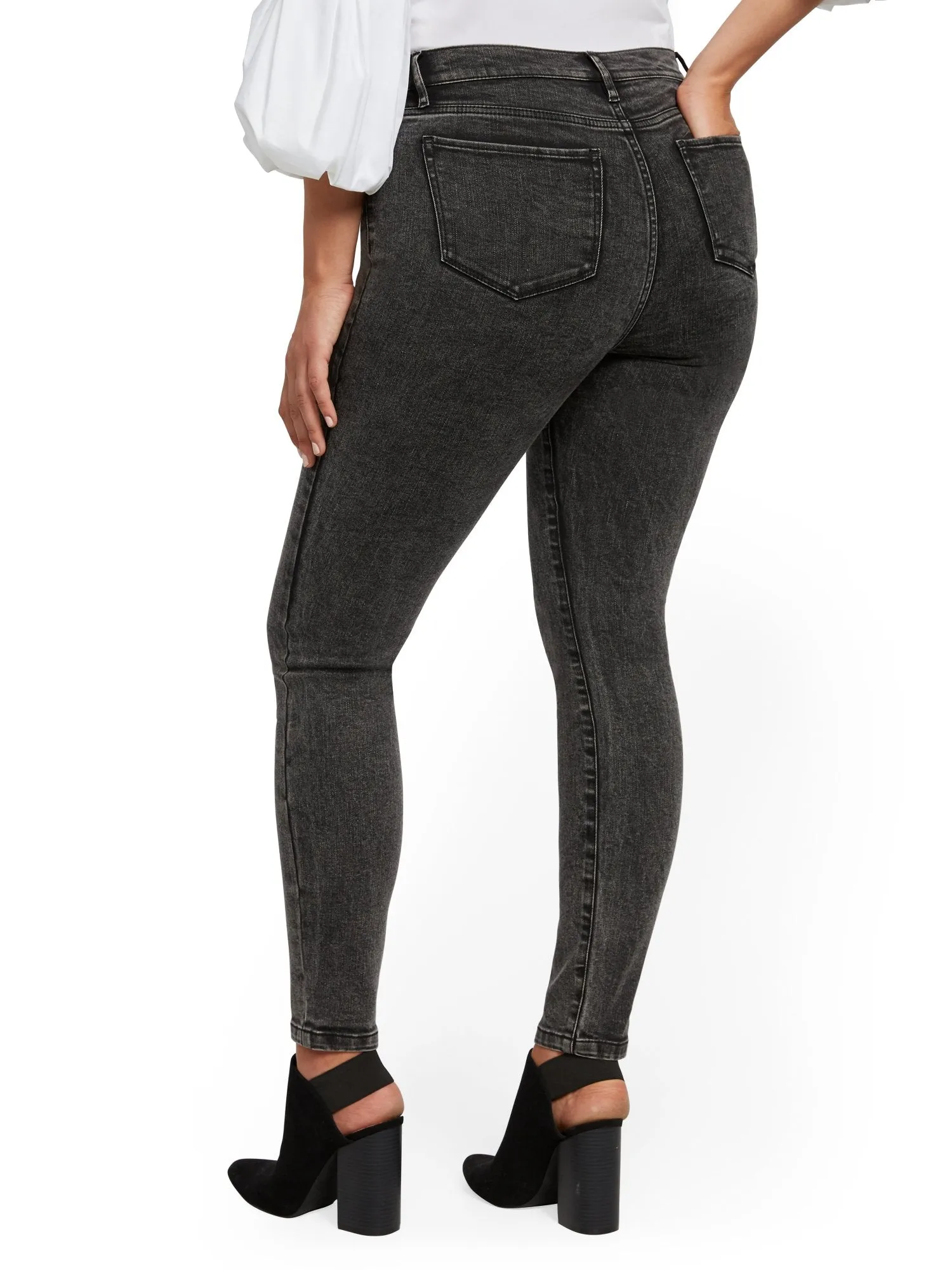 High-Waisted Curvy Super-Skinny Jeans - Dark Grey