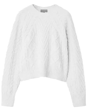 Ivory Cashmere Cable Knit Pierce Sweater