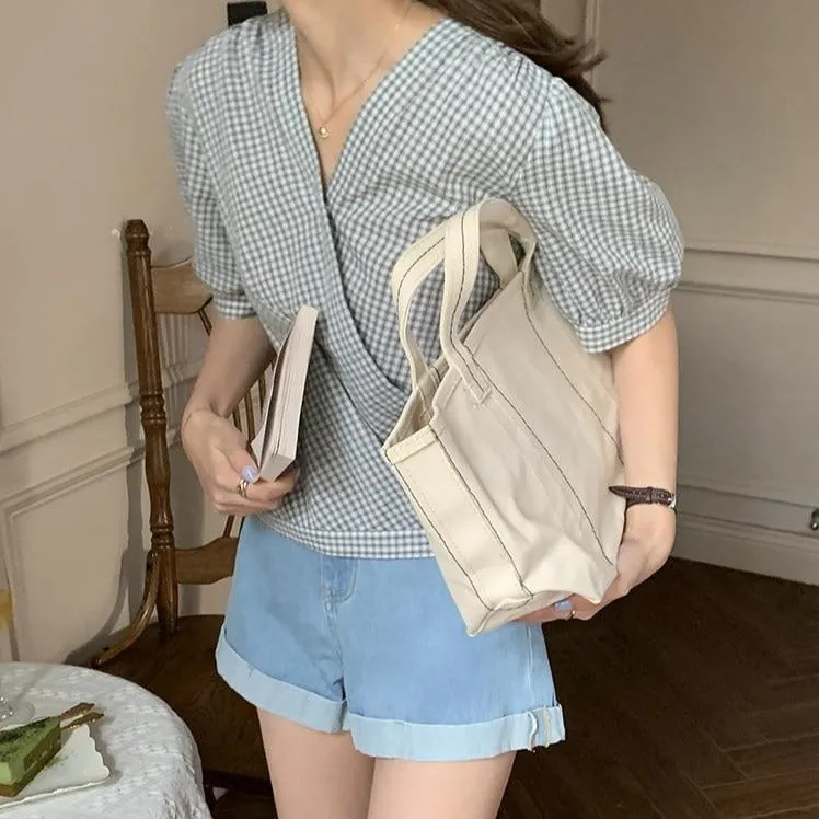 [Korean Style] High Rise Light Washed Denim Shorts
