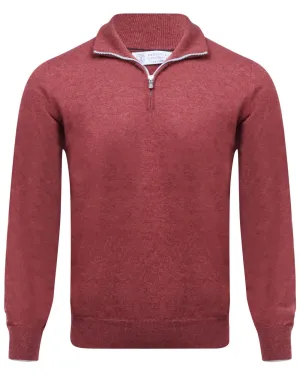 Light Red Quarter Zip Sweater