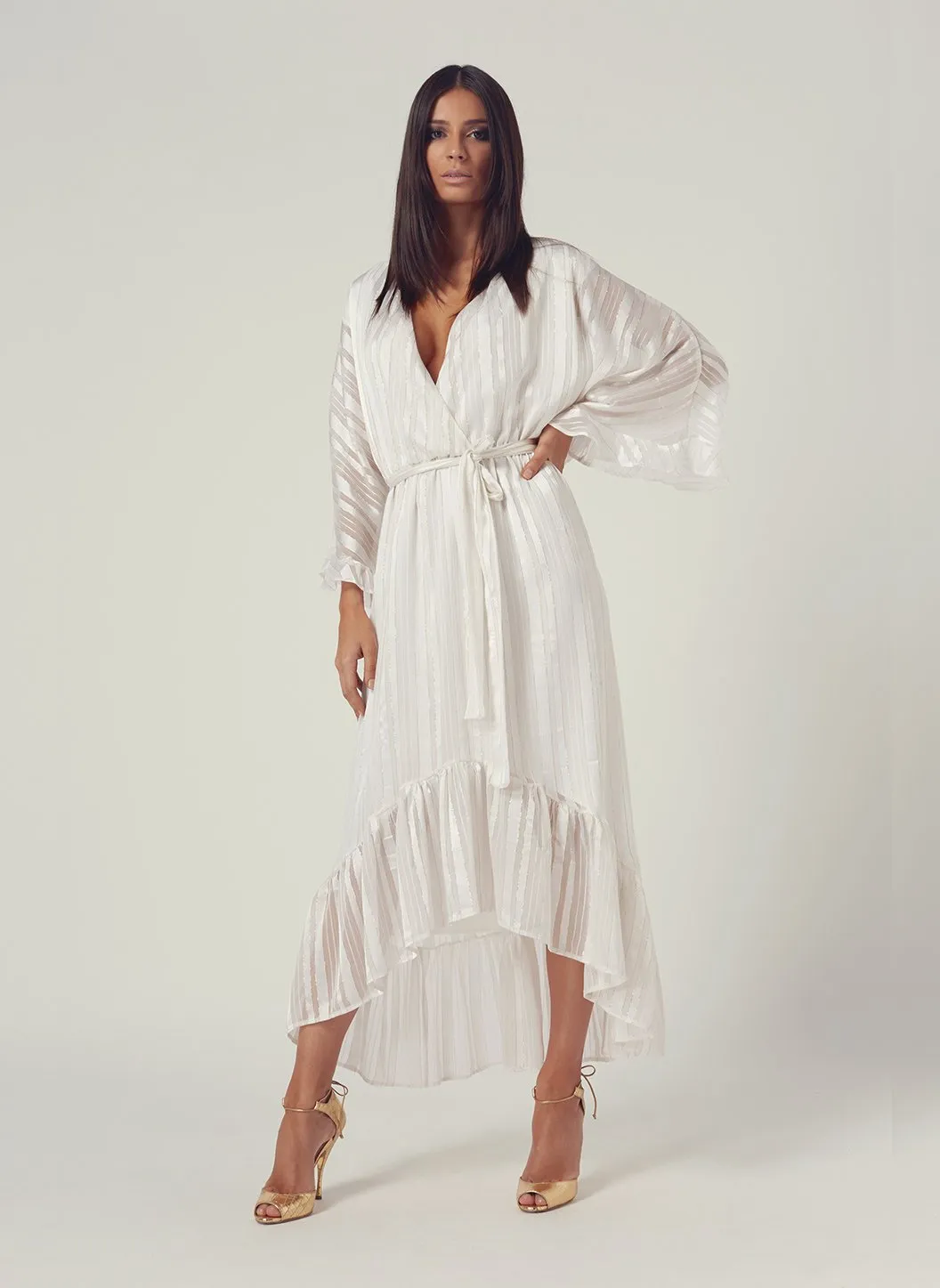 Look 9 Flare Sleeve Midi Dress Pearl