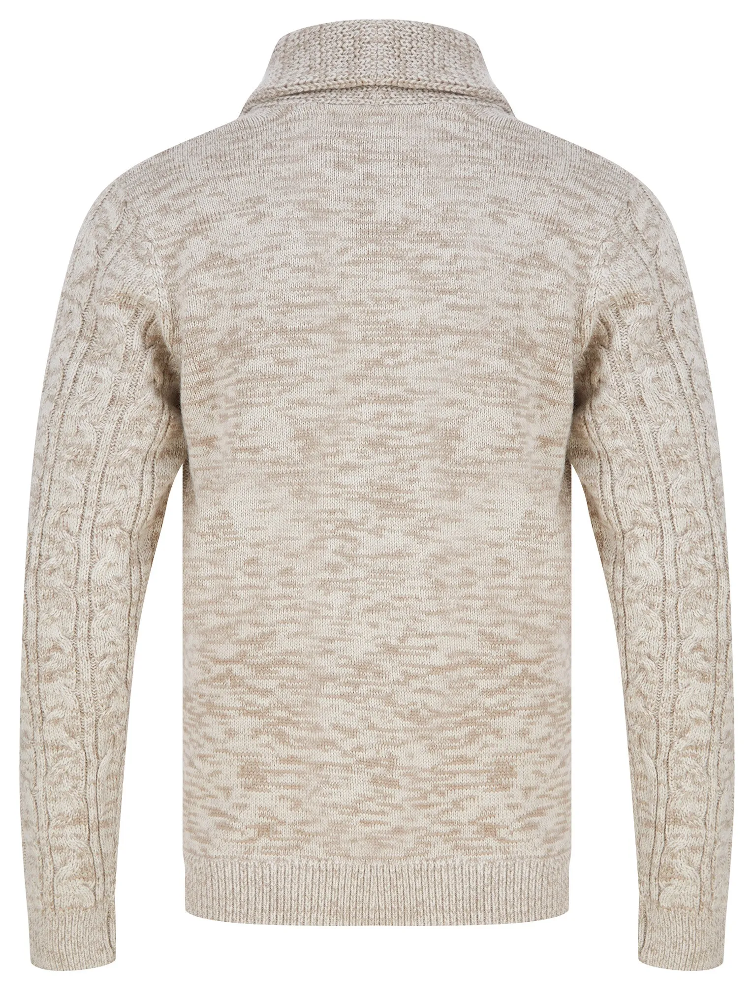 Manji 2 Chunky Cable Knitted Cardigan with Shawl Collar in Natural Twist - Tokyo Laundry