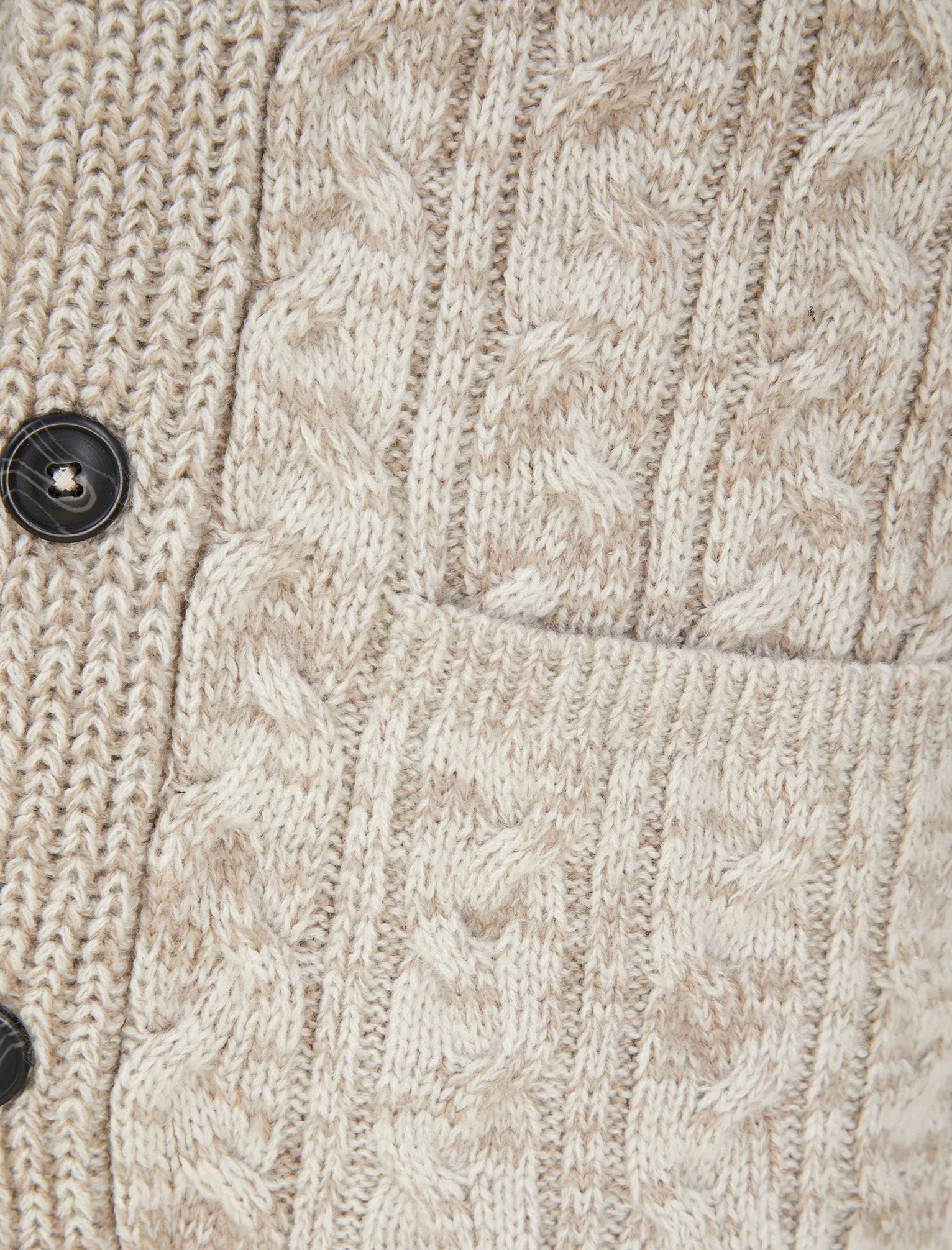 Manji 2 Chunky Cable Knitted Cardigan with Shawl Collar in Natural Twist - Tokyo Laundry