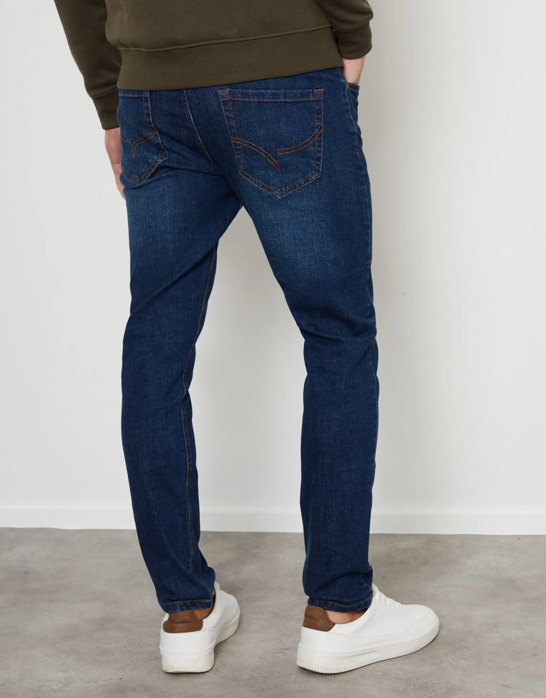 Men's Dark Wash Stretch Heritage Slim Fit Jeans