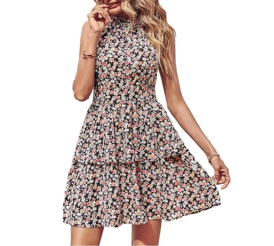 Mini Dress Fashion Boho Backless Ruffled A-Line Beach Dresses For Women Clothing