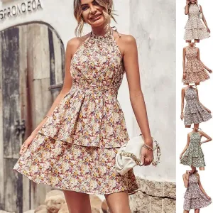 Mini Dress Fashion Boho Backless Ruffled A-Line Beach Dresses For Women Clothing