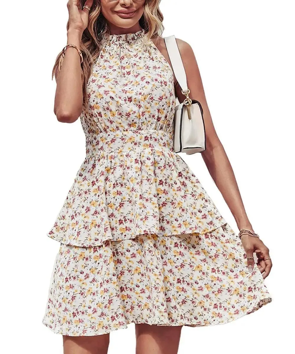 Mini Dress Fashion Boho Backless Ruffled A-Line Beach Dresses For Women Clothing