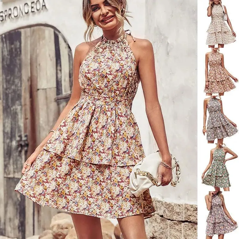 Mini Dress Fashion Boho Backless Ruffled A-Line Beach Dresses For Women Clothing
