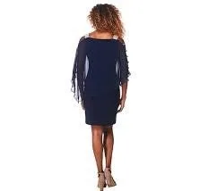 Msk Petite Rhinestone Trim Caplet Overlay A-Line Dress