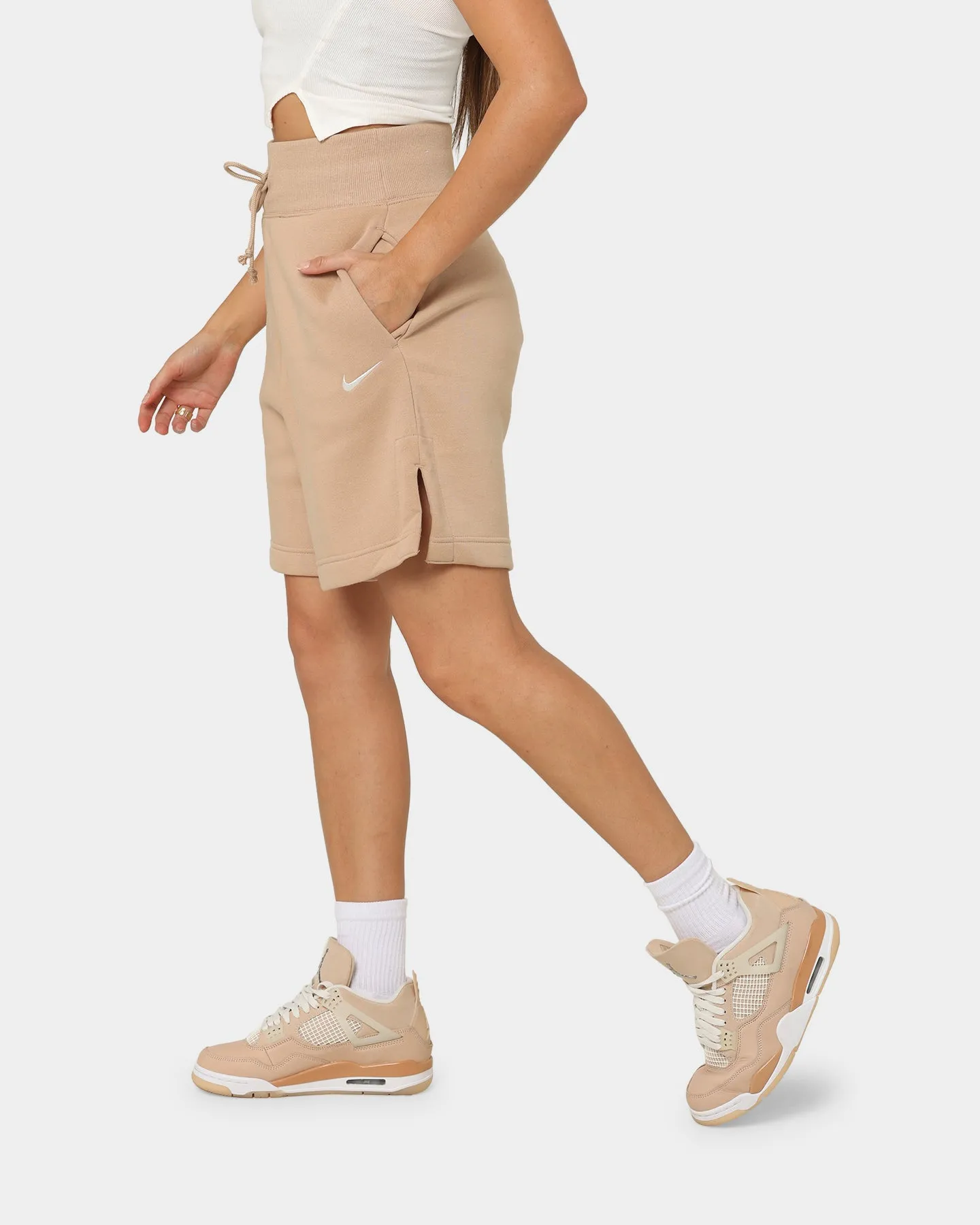 Nike Women's Sportswear Phoenix Fleece High Waisted Loose Fit Shorts Hemp/Sail
