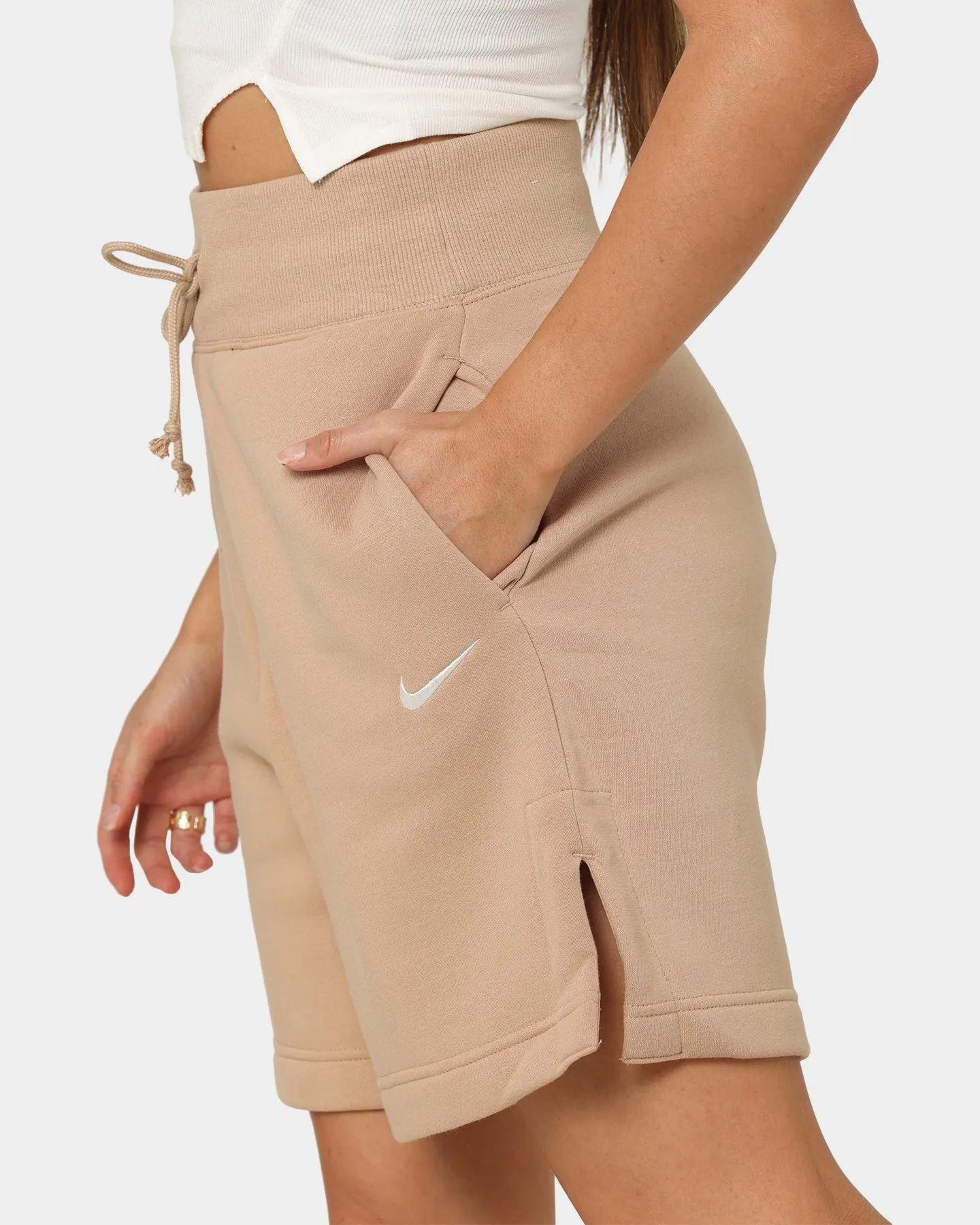 Nike Women's Sportswear Phoenix Fleece High Waisted Loose Fit Shorts Hemp/Sail