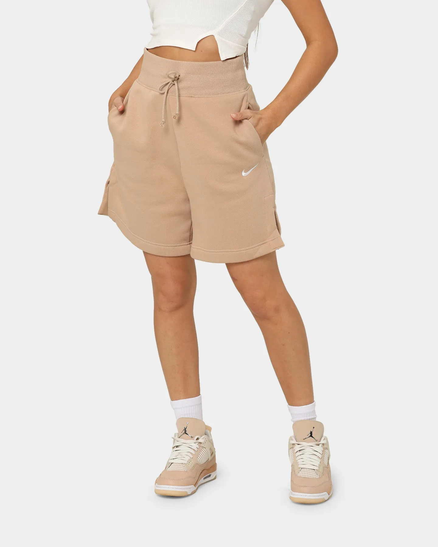 Nike Women's Sportswear Phoenix Fleece High Waisted Loose Fit Shorts Hemp/Sail