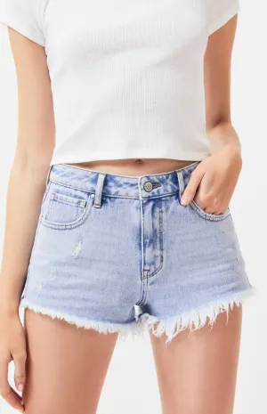 PacSun L.A. Women's Sunlight Blue High Rise Distressed Festival Shorts
